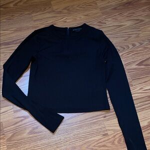 Alice + Olivia  &Black Long Sleeve Crop Top S